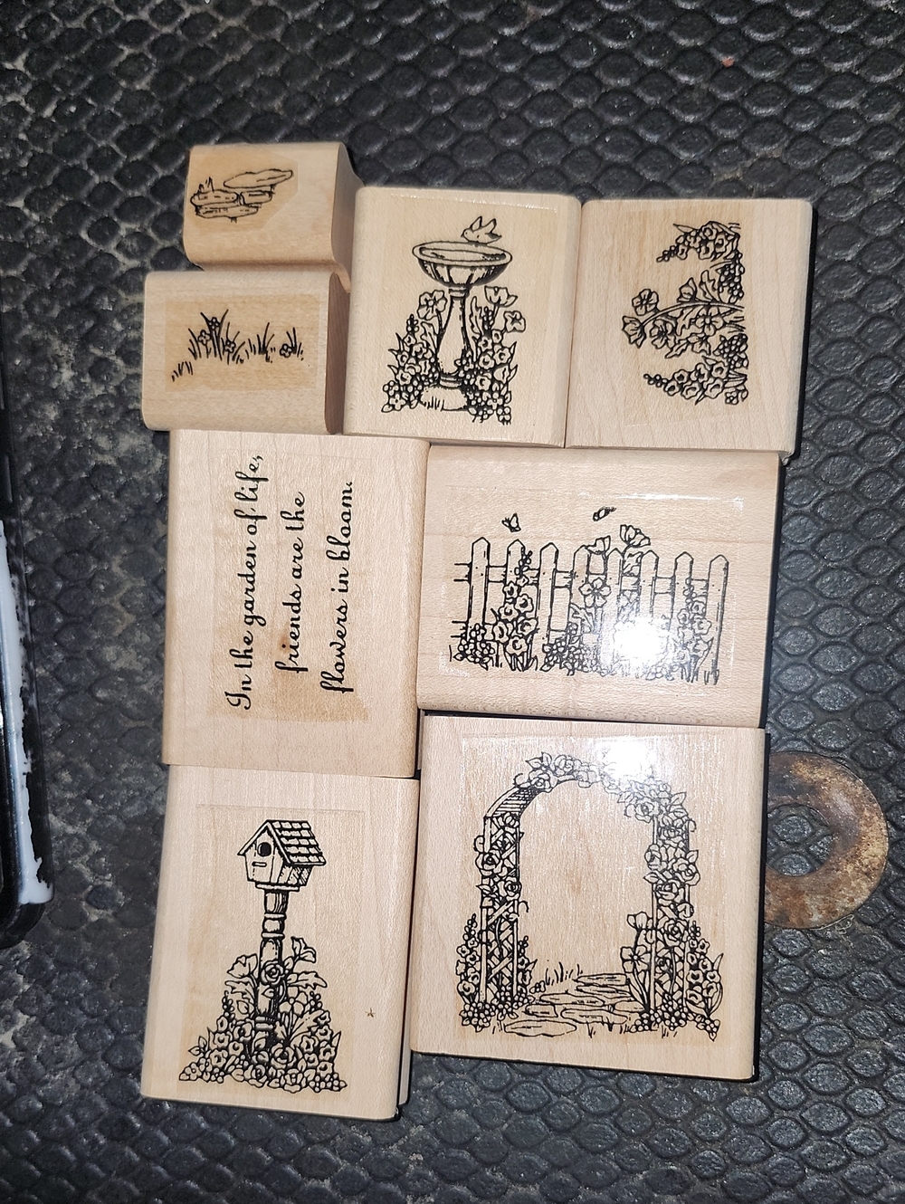 Wooden Garden Stamp Set - Natural Wood Color